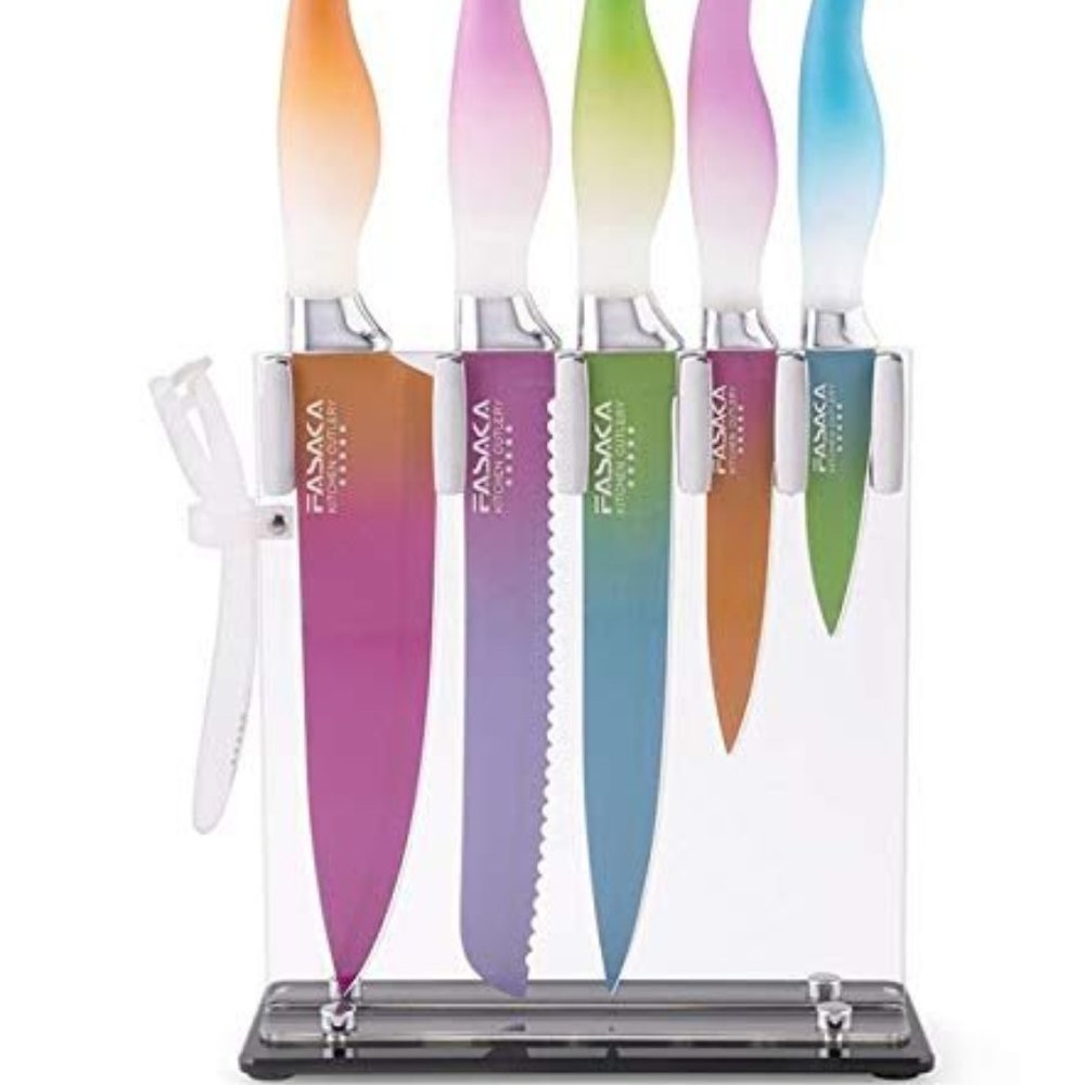 Multi-color - 7 Pcs Kitchen Knives Set w/ Stand